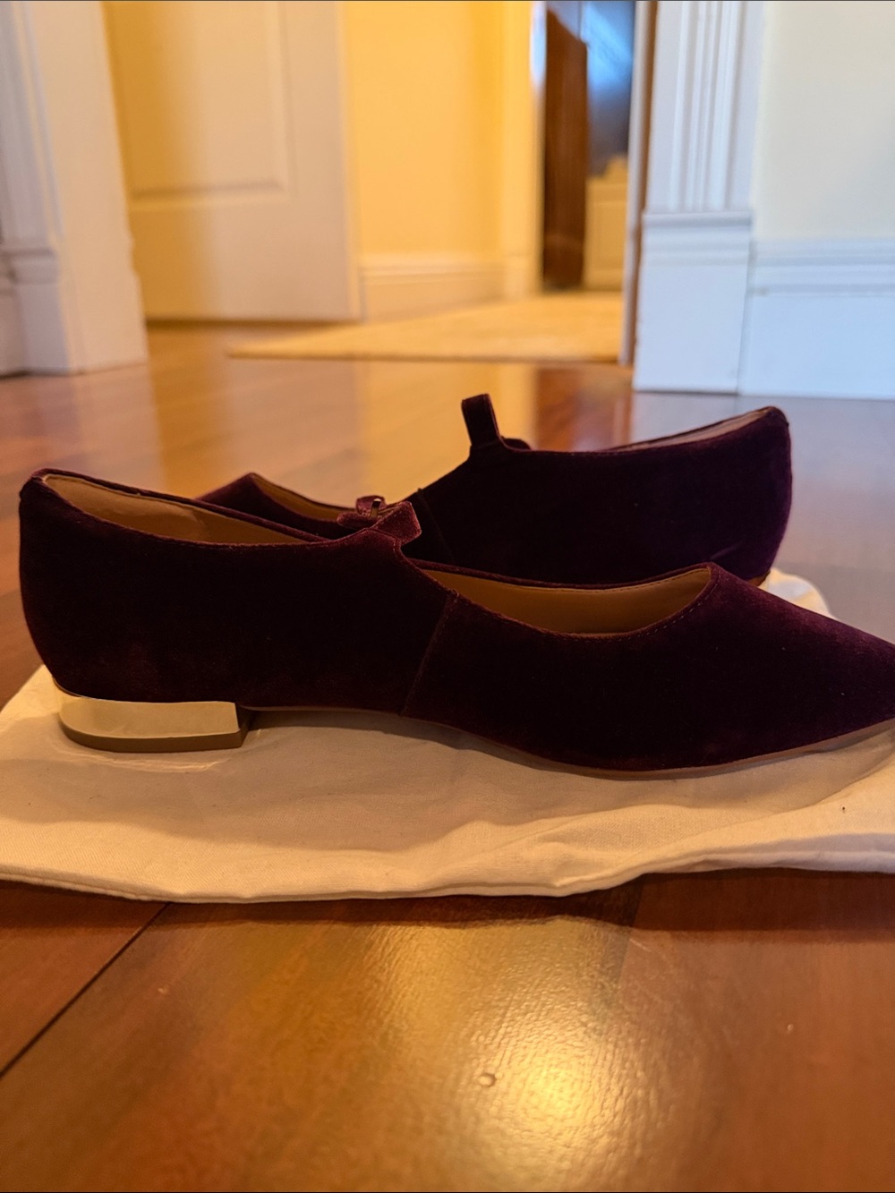 NWOT Draper James Women's Velvet Mary Jane Flats in Plum 8.5 - Picture 5 of 10